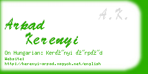 arpad kerenyi business card
